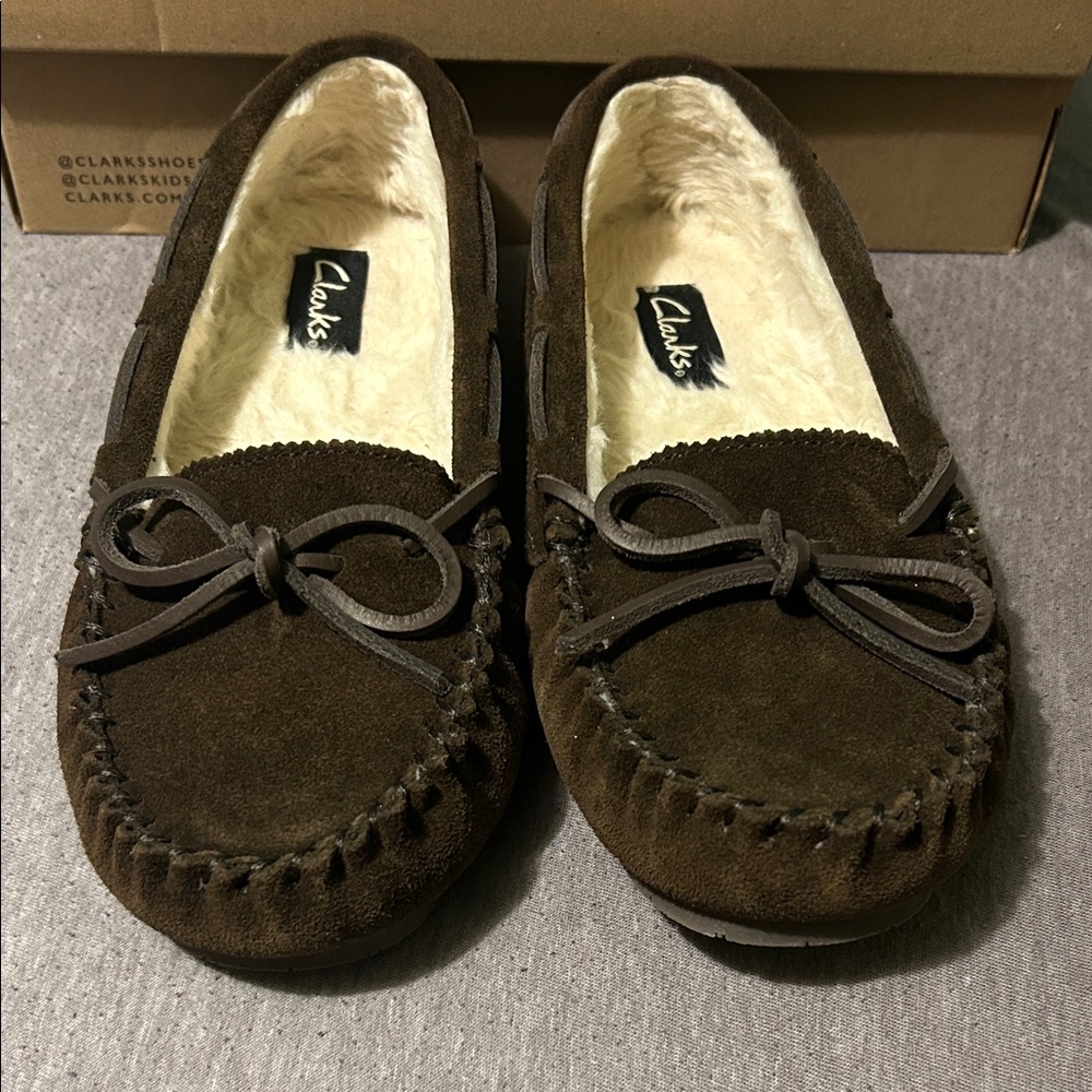 Clarks Women's Dark Brown Genuine Suede Moccasins